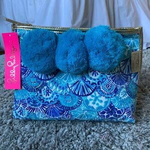 NWT Lilly Pulitzer Pom Clutch “Turquoise Oasis”